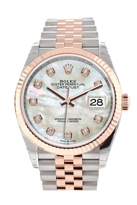 rolex white mother of pearl set with diamonds|ladies datejust Rolex diamond bezel.